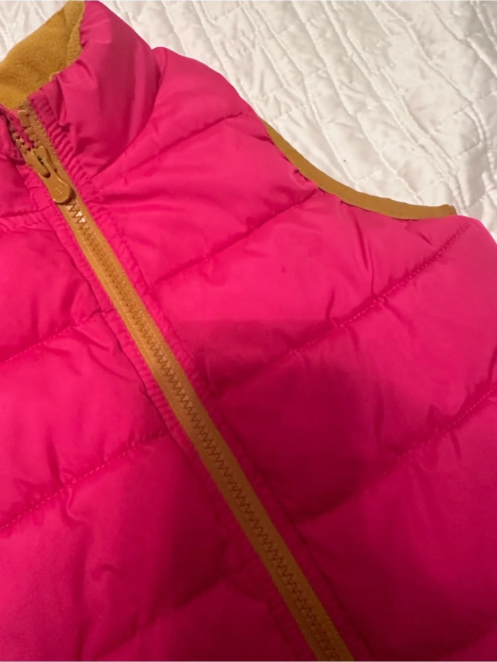 GAP girls  Hot Pink Puffer Vest with Mustard Trim Sz 4